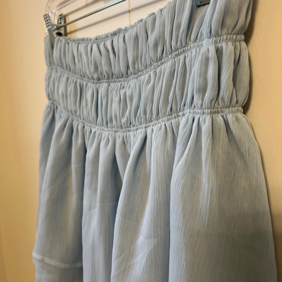 TULAROSA Natalie Mini Skirt in Baby Blue Revolve Smocked Waist Pull On SMALL - Picture 6 of 12